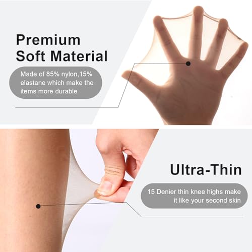 MANZI Sheer Knee High Stockings For Women Nylon Pantyhose Socks 12 Pairs Knee Highs Socks3