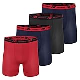 New Balance Men's Standard Mesh 5' with No Fly Boxer Brief (4-Pack), Navy/Black/Team Red/Navy, Medium