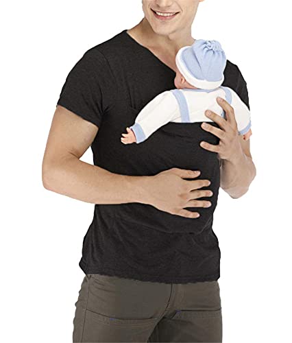 Image of Baby Carrier Kangaroo Shirt Pregnancy Gifts for New Dads Men Skin to Skin T-Shirt (X-Large, Black)