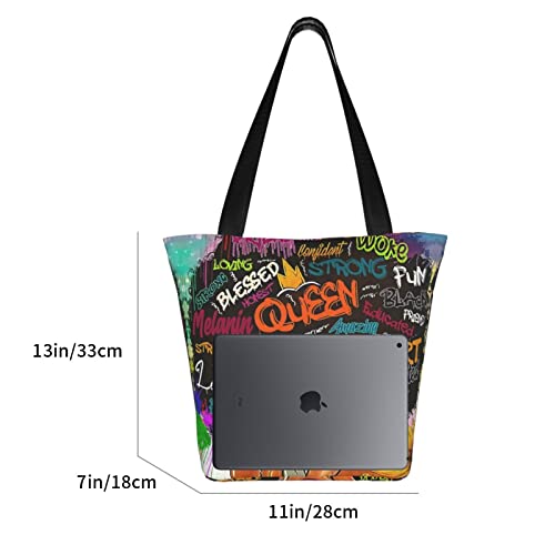 African American Woman Tote Bag Black Girl Shoulder Bag Afro Handbag Beach Bag for Adults Students Office Travel4