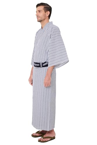 Mens Tatekan Yukata, Lightweight Summer Robe, 100% Cotton, Made in Japan2
