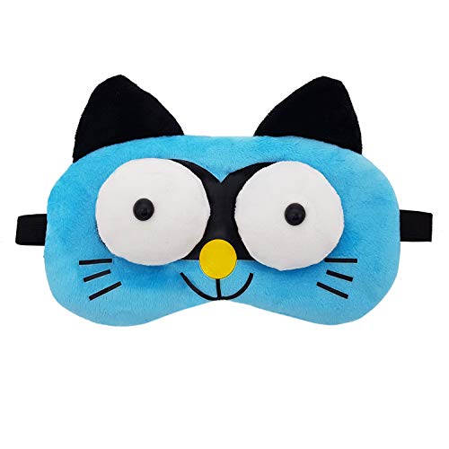 Image of Jenna Fabric 3D Cute Sleeping Eye Shade Mask Cover For Insomnia, Meditation, Puffy Eyes And Dark Circles Cat Blue
