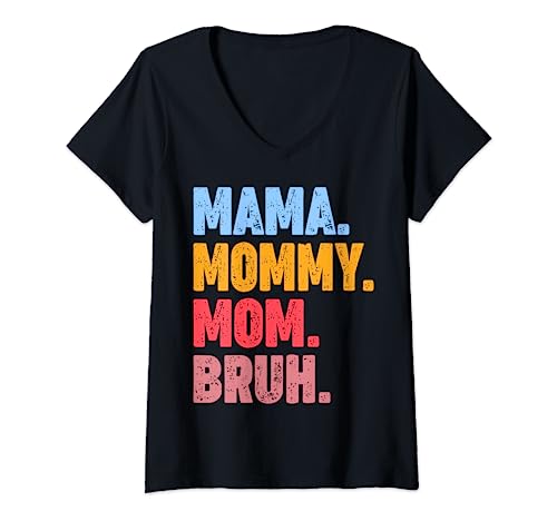 Retro Mama Mommy Mom Bruh Mothers Day Vintage Funny Mother T-Shirt mit V-Ausschnitt