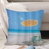 Taie d'oreiller 45x 45cm,Mer calme et côtière propre et transats pour les couples amoureux Espa,Housse de Coussin Canapé Moderne Magnifiques Housses Coussins de Voiture Canapé Maison Décor Protecteurs