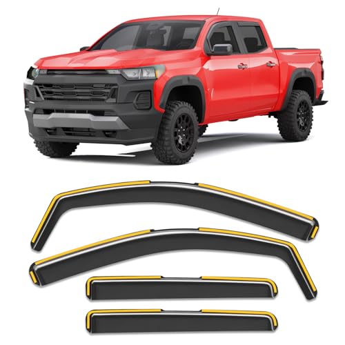 CZShiYue in-Channel Rain Guards Fit for Chevy Colorado/GMC Canyon Crew Cab 2023 2024 2025 2026 Window Rain Guard Extra Durable Truck Window Deflectors Window Vent Visors Shades Car Accessories