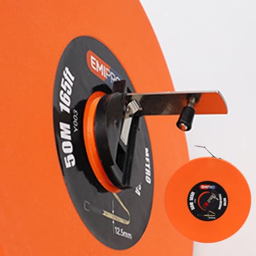 A2ZWORLD Cinta métrica de 50 m/165 pies con la manija abatible, de geometra y agrímensor en pulgadas y mm. Ancho 12,5 mm