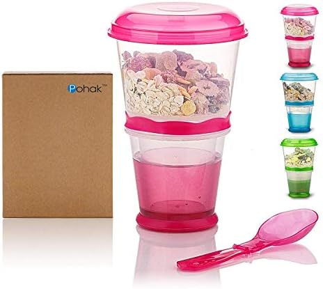 Cereal On The Go Cups Breakfast Drink Cups Portable Yogurt and Cereal to-Go Container Cup