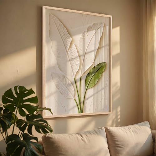 Image of kotart Aesthetic Botanical Art Home Decoration Painting | Leaf Paintings With Frame For Living Room Bed Room Hotel Wall Decor Digital Reprint (14X20 inch)