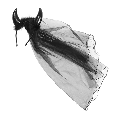 VALICLUD Headband De Costume Halloween Avec Voile Long Noir Accessoire Cosplay Pour Mariée Fantôme Couronne De Cheveux Avec Éléments Lumineux