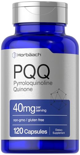 Image of Horbaach PQQ Supplement 40 mg | 120 Capsules | Maximum Strength | Pyrroloquinoline Quinone Disodium Salt Supplement| Non-GMO and Gluten Free