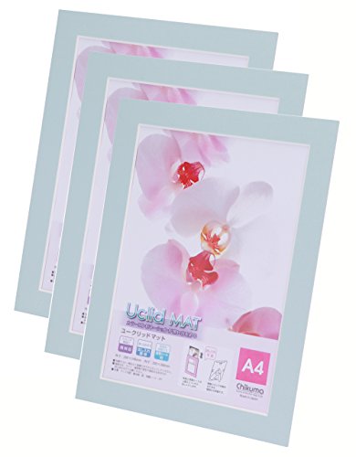 【まとめ買いセット】 Chikuma フォトフレーム Uclidマット A4 ペールブルー 3枚セット 15862-2