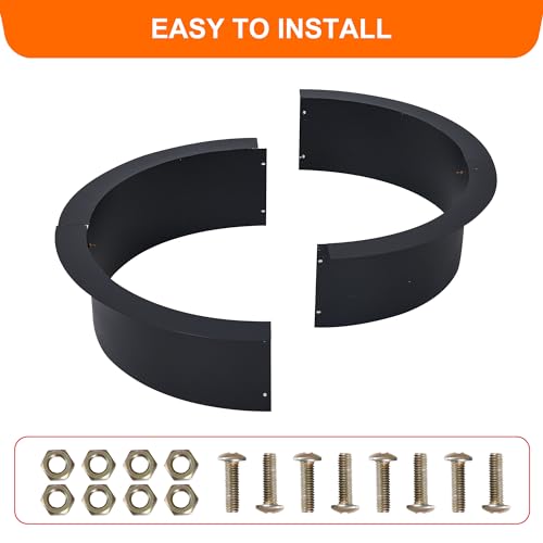 Fire Pit Ring for Outside Fire Pit, 36" x 30" x 10" Firepit Ring 2.5MM Steel Heat-Resistant Large Bonfire Fire Pit Insert Round, Above or In-Ground Fire Pit, for Camping Garden Backyard