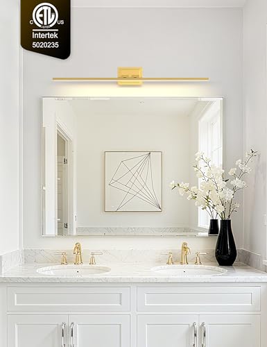 Image of VOLISUN Bathroom Vanity Light 39.4 inch, 24W Dimmable 5CCT Led Bathroom Light Fixture Over Mirror, Gold Bar Vanity Light for Bathrooms-ETL Certificated