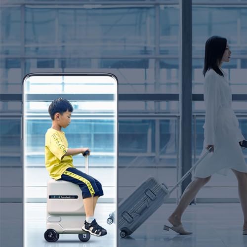 SE3miniT Electric Luggage/Smart Riding Suitcase with Removable Battery, USB Charging Port,26L Large Capacity,Alloy Frame,3-Speed Adjustment,Load 100kg,Silver4