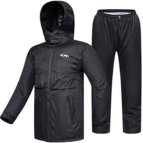 ILM Motorrad Regenkombi Herren Damen Wasserdicht-Regenjacke Verschleißfest, 6 Taschen, 2-teiliges Set mit Jacke und Hose