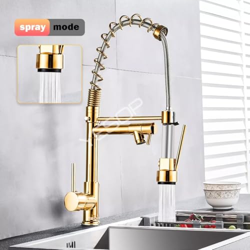 YESOP Torneira Gourmet Para Cozinha Dourada Bancada Misturador Acabamento Brilhante Cor Dourado