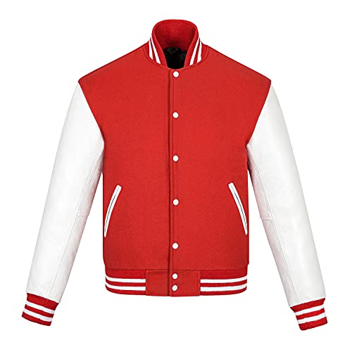 Image of Varsity Jacket Baseball Letterman Jacket- Wool and Leather Premium Quality Unisex Basketball Jacket
