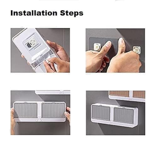 Image of 2 in 1 Wall Mounted Soap Holder with Drain Tray & Hooks - Self Draining Adhesive Soap Dish for Bathroom, Kitchen & Shower | No Drilling Soap Bar Storage Box Pack of 1
