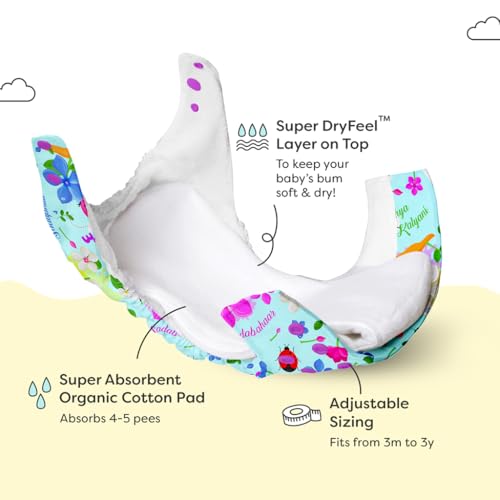 Image of SuperBottoms Freesize UNO Cloth Diaper with Disposable Liners (Pack of 5) | Reusable, Washable Baby Cloth Diaper with Adjustable Fit for Daily Use