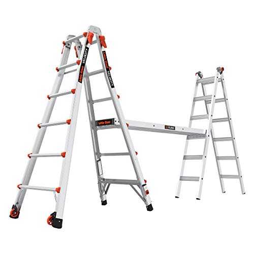 Little Giant Ladders, Velocity with Wheels, M26, 26 Ft, Multi-Position Ladder, Ratchet Leg levelers, Aluminum, Type 1A, 300 lbs Weight Rating, (15426-801)