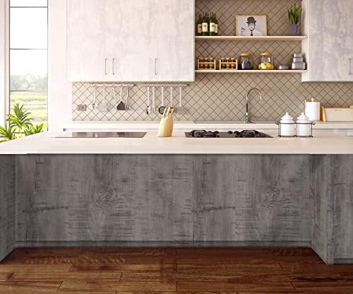 VANISA Peel and Stick Grey Wood Wallpaper 40.6×300cm Wood Grain Self Adhesive Vinyl Contact Paper Vintage Wood Stick on Wallpaper Kitchen Cabinet Shelf Decoration Coverings