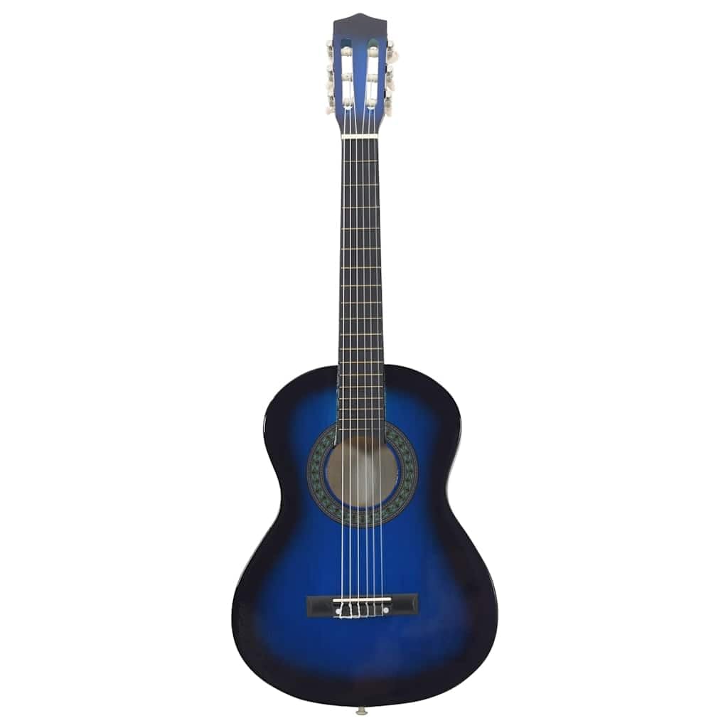Guitarra acústica clásica para niños y principiantes, color azul, 1/2 34 pulgadas, con cuerdas de nailon, instrumento de aprendizaje, incluye accesorios, ideal para clases de música, adecuada