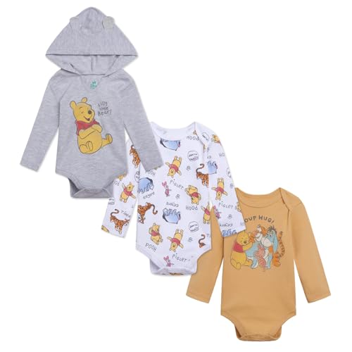 Image of Disney Classics Mickey Mouse Winnie the Pooh Minnie Baby 3 Pack Bodysuits Newborn to Infant Sizes (Newborn - 24 Months)