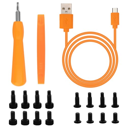 Ring Doorbell Screwdriver Replacementm 16pcs 4 Types Ring Doorbell Screws and Doorbell Charger Charging Cable Cord Double-Ended T6 T15 Compatible with 2ND Video Doorbell Doorbell 2 Pro and Elit