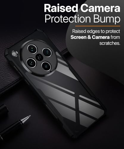 Image of WOW IMAGINE Shock Proof Clear Protective Back Case for Oppo Find X8 Pro - AirEDGE Technology | 360 Degree Camera Protection | Transparent Hybrid Back Case Mobile Cover - Black