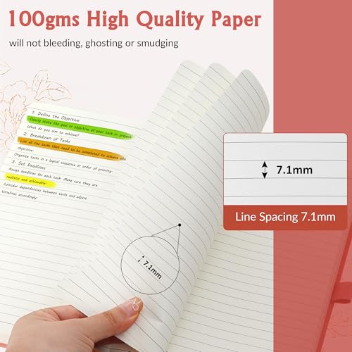 Lined Hardcover Notebooks For Work,370 Pages Leather Travel Journal For Women Men,Daily Journaling Notebooks For Note Taking,Lay Flat Note Books For Work,Blank A5 Journal Notebook Diary,College Ruled Notebook Journal For Writing,5.7"×8.4"(Pink) - Image 5