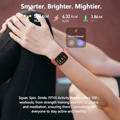 Image of FITVII Health & Fitness Tracker (Answer /Make Calls), Smart Watch with 24 /7 Heart Rate and Blood Pressure, Sleep Tracking, Blood Oxygen Monitor, 120+ Sport Modes Activity Tracker for Women Men