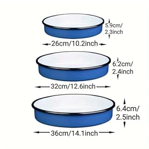 3-Piece Roasting Pans Round Roaster Pan Blue Baking Pans Set 10/12.6/14inch Enamel Roasting Pan For Ovens,Roast Chicken, Beef,Cake Pans,Easy to Clean High Temperature Resistant Bake Ware Gift 3 Piece Roasting Pans Round Roaster Pan Blue Baking Pans Set 1012614inch Enamel Roasting Pan For OvensRoast Chicken BeefCake PansEasy to Clean High Temperature Resistant Bake Ware Gift