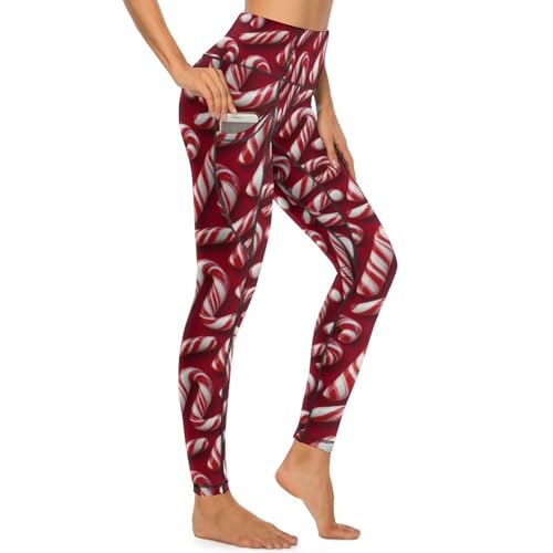 Legging imprimé canne à sucre d'orge pour femme : douceur et yoga au quotidien