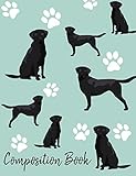 Composition Book: Black Labrador Retriever Paw Prints Cute School Notebook 100 Pages Wide Ruled Paper (Dog Breed Composition Books)