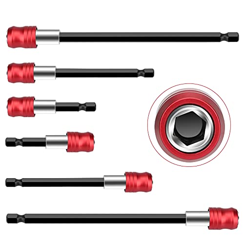 SUNJOYCO Drill Bit Extension Set, 6pcs Magnetic Drill Dit Extender 1/4 Inch Hex Shank, Magnetic Quick Release Extension Chuck Adapter Power Drill Bits Tool for Impact Driver Screws Nuts Drill