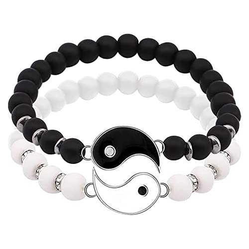 Best Friend Bracelets 2 Matching Yin And Yangs Adjustable Rope For Friendship Relationship Boyfriend Girlfriend Valentines Day Gift Girls Sports Watch (A One Size)
