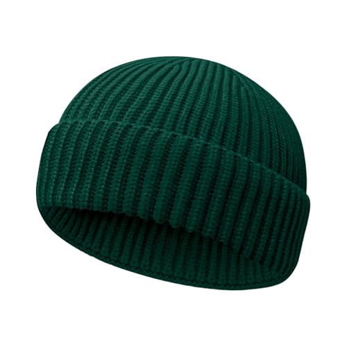 Image of Wool Fisherman Beanies for Men Women Short Cuff Knit Beanie Winter Warm Hats Trawler Hat Stylish Watch Cap