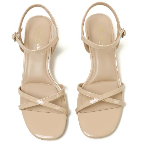 Image of Mostrin Strappy Heels for Women Ankle Strap Heels Women's Heeled Sandals for Party Prom Wedding