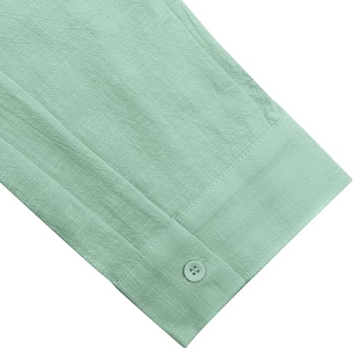 Image of JEKAOYI Mens Button Down Cotton Linen Shirts Casual Long Sleeve Beach Tops
