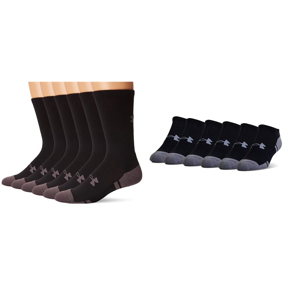 Under Armour Adult Resistor 3.0 No Show Socks, 6 Pairs, Black/Graphite