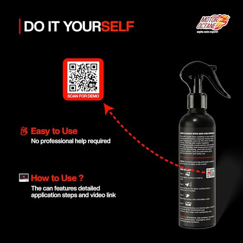 Image of Car Glass Cleaner Spray | 250ml | Anti-Fog Formula | Streak Free Shine for Car Windshields, Windows & Mirrors | Water Repellent Shield | Removes Dirt, Grim & Oily Film from Glass