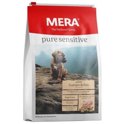 Mera Pure Sensitive Junior Truthahn & Reis Spezielle Ernährung für wachsende Hunde mit besonderem Ernährungsbedarf Sparpack: 2 x 12,5 kg