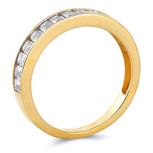 Wellingsale Ladies Solid 14k Yellow Gold Polished Baguette Channel Set CZ Cubic Zirconia Semi Eternity Wedding Ring Band2