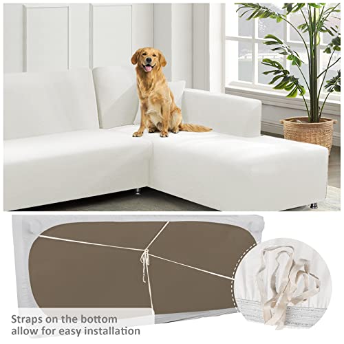 Sectional Couch Covers L Shape Sofa Covers Super Stretch 2Pcs Sofa Slipcovers For 3 + 3 Seaters Sectional Chaise Slipcover With 2Pcs Pillow Covers For Pets Kids, White #TOP2