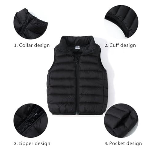 Hotfiary Boys Girls Outerwear Vests Toddlers Lightweight Sleeveless Puffer Jackets Kids Warm Vest Winter Padded Outfits 3-10Y2
