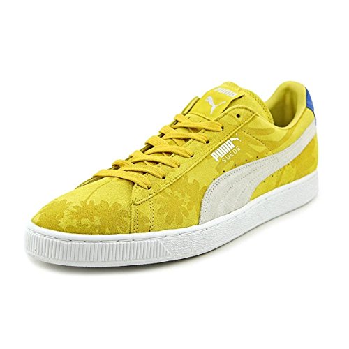 PUMA Men's Suede Classic Tropicali Sneaker, Vibrant Yellow/White, 11 M US