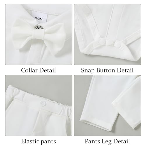 Image of YALLET Baby Boy Clothes Suit 0-24 Months Infant Gentleman Outfits Formal Dress Shirt+Bowtie+Vest+Pants Set Baby Wedding Suits