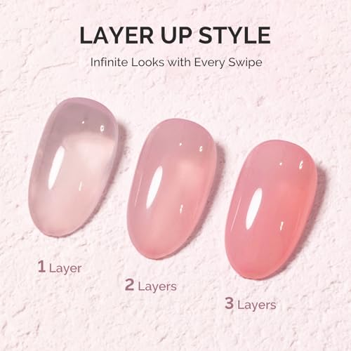 Image of MelodySusie Jeweliver Jelly Gel Nail Polish, 0.5Fl.oz Classic Nude Pink Gel Polish Soak Off UV LED Light Cure Gift for Women Manicure Nail Art DIY at Home B6649
