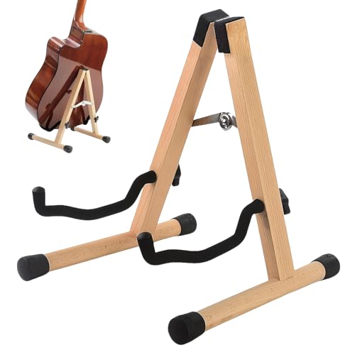 PORFOYO Soporte de madera para guitarra acústica, soporte de suelo de guitarra, ajustable, soporte para bajo de guitarra, soporte plegable para guitarra, marco A para bajo, violonchelo, ukelele