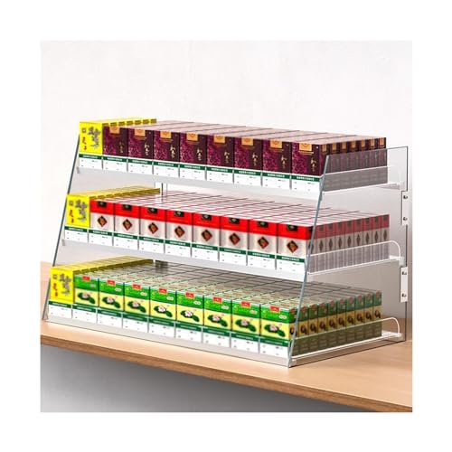 Organizador acrílico para exhibición de cigarrillos, estuche de empuje automático para gabinete de supermercado minorista